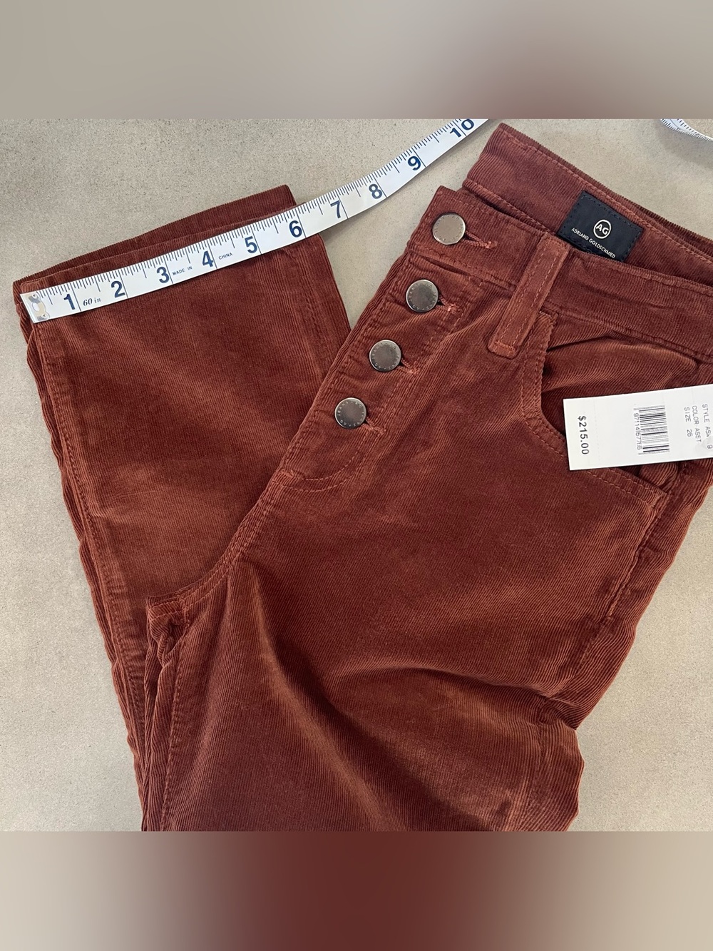 AG The Isabelle High-Rise Corduroy Cropped Straight Jeans Size 26 NWT - Picture 10 of 10